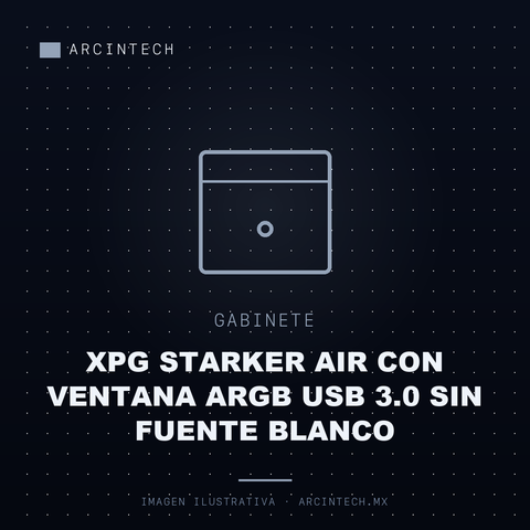Gabinete XPG Starker Air con Ventana ARGB USB 3.0 sin Fuente Blanco