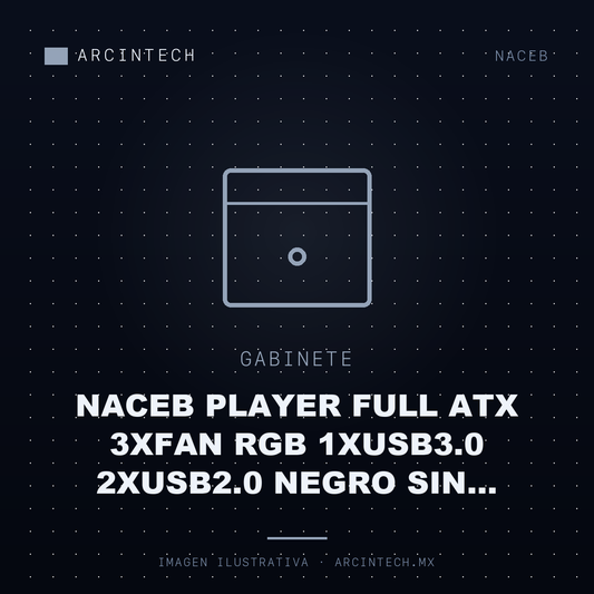 Gabinete Naceb Player Full ATX 3XFAN RGB 1XUSB3.0 2XUSB2.0 Negro sin Fuente