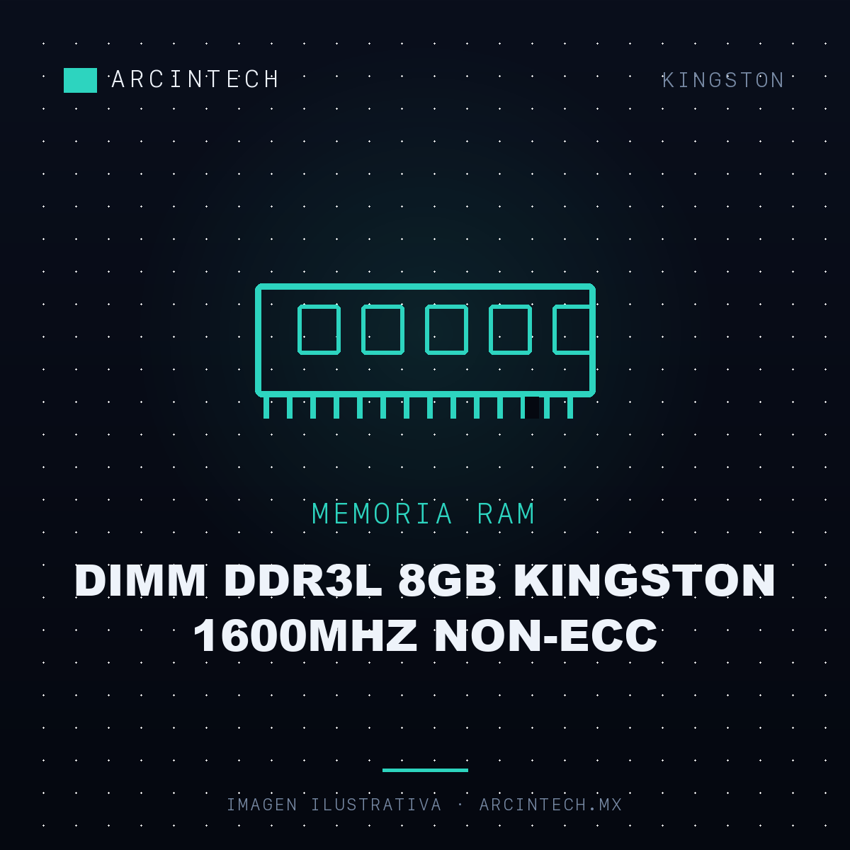Memoria RAM Dimm DDR3L 8GB Kingston 1600MHz Non-ecc