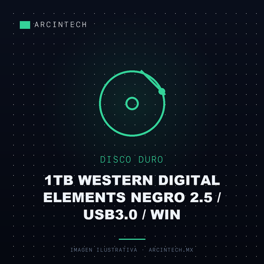 Disco Duro Externo 1TB Western Digital Elements Negro 2.5 / USB3.0 / Win