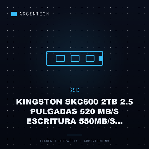 Unidad de Estado Solido SSD Kingston SKC600 2TB 2.5 Pulgadas 520 Mb/s Escritura 550MB/S Lectura SATA Iii