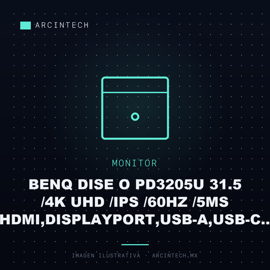 Monitor BENQ Dise o PD3205U 31.5 /4K UHD /ips /60Hz /5ms /hdmi,displayport,usb-a,usb-c /altavoces Integrados /eye Care /ergonomico /negro /garantia 3 a Os