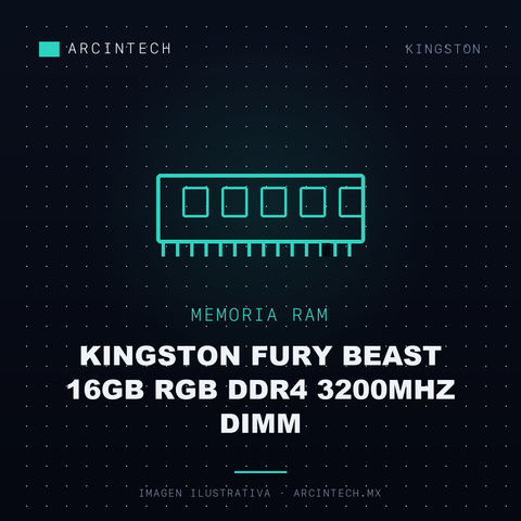 Memoria RAM Kingston Fury Beast 16GB RGB DDR4 3200MHz Dimm