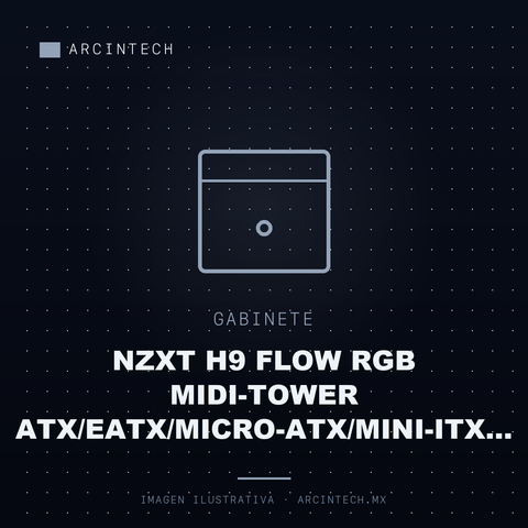 Gabinete NZXT H9 Flow RGB Midi-tower Atx/eatx/micro-atx/mini-itx USB 3.0 sin Fuente 7 Ventiladores Instalados Negro