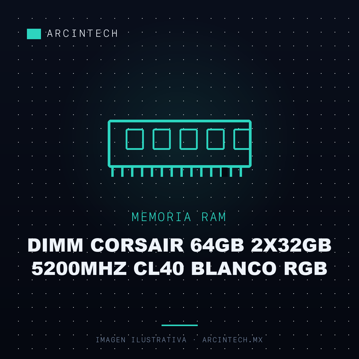 Memoria RAM DDR5 Dimm Corsair 64GB 2X32GB 5200MHz CL40 Blanco RGB