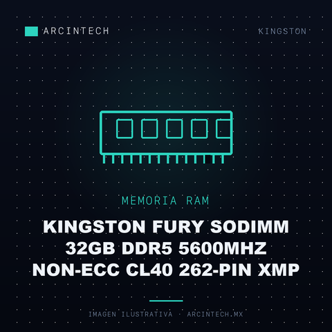 Memoria RAM Kingston Fury Sodimm 32GB DDR5 5600MHz Non-ecc CL40 262-PIN Xmp
