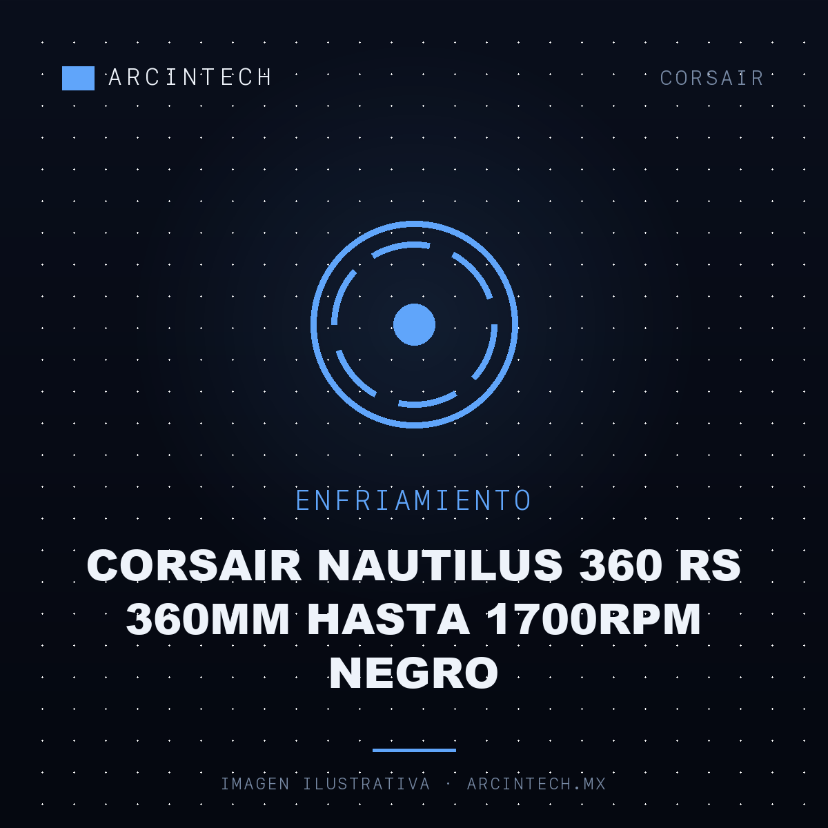 Enfriamiento Liquido Corsair Nautilus 360 Rs 360MM Hasta 1700RPM Negro