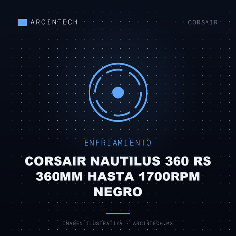Enfriamiento Liquido Corsair Nautilus 360 Rs 360MM Hasta 1700RPM Negro