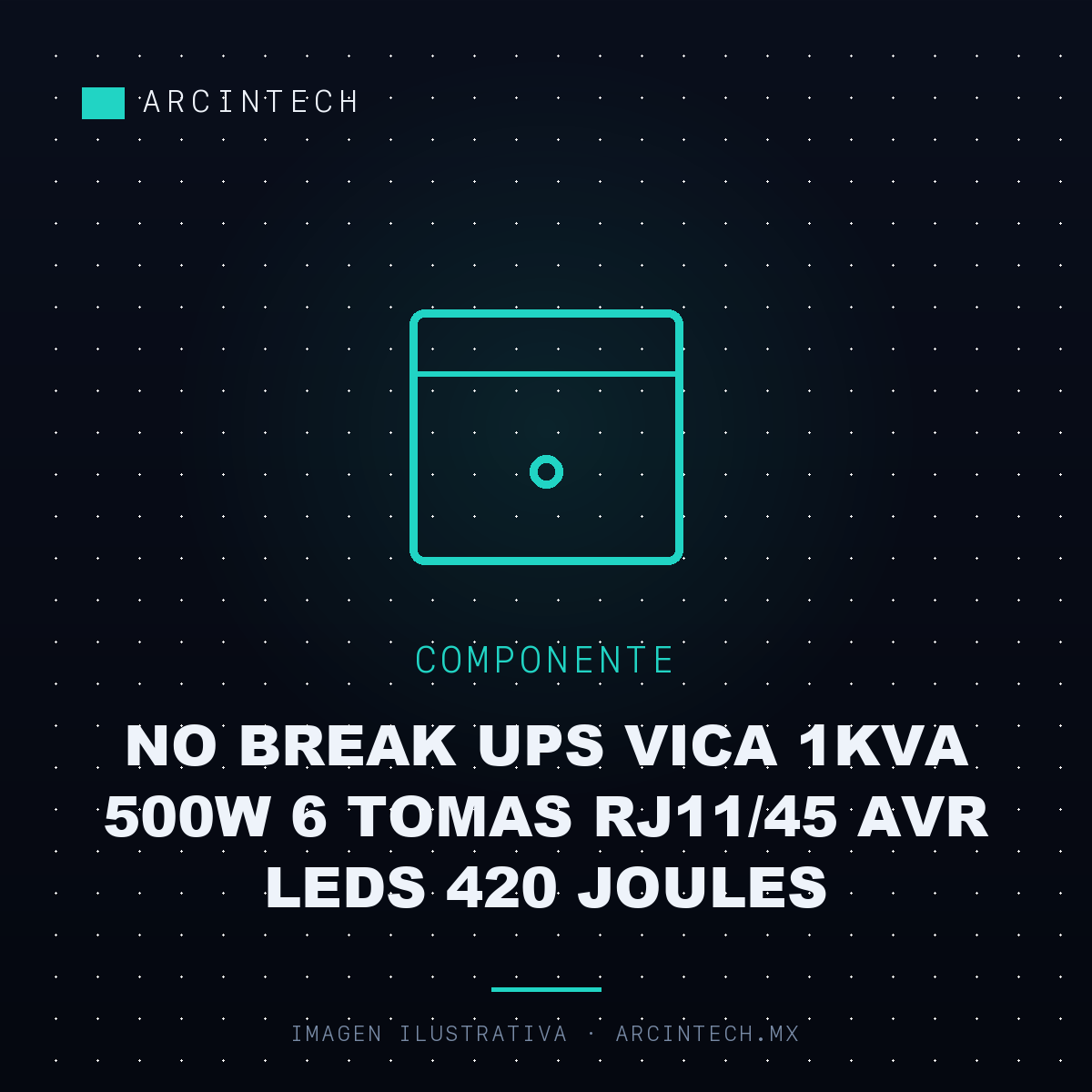 No Break Ups Vica 1KVA 500W 6 Tomas RJ11/45 Avr Leds 420 Joules