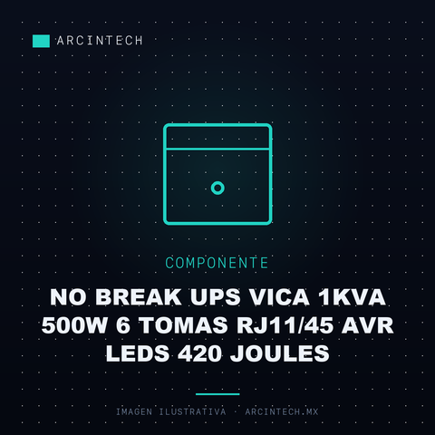No Break Ups Vica 1KVA 500W 6 Tomas RJ11/45 Avr Leds 420 Joules