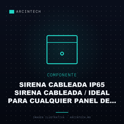 Sirena Cableada IP65 Sirena Cableada / Ideal para Cualquier Panel de Alarma (no Importa la Marca) / 30 Watts / 120 Db de Sonido / Proteccion IP65 (exterior) / Material: Policarbonato DSPS3001