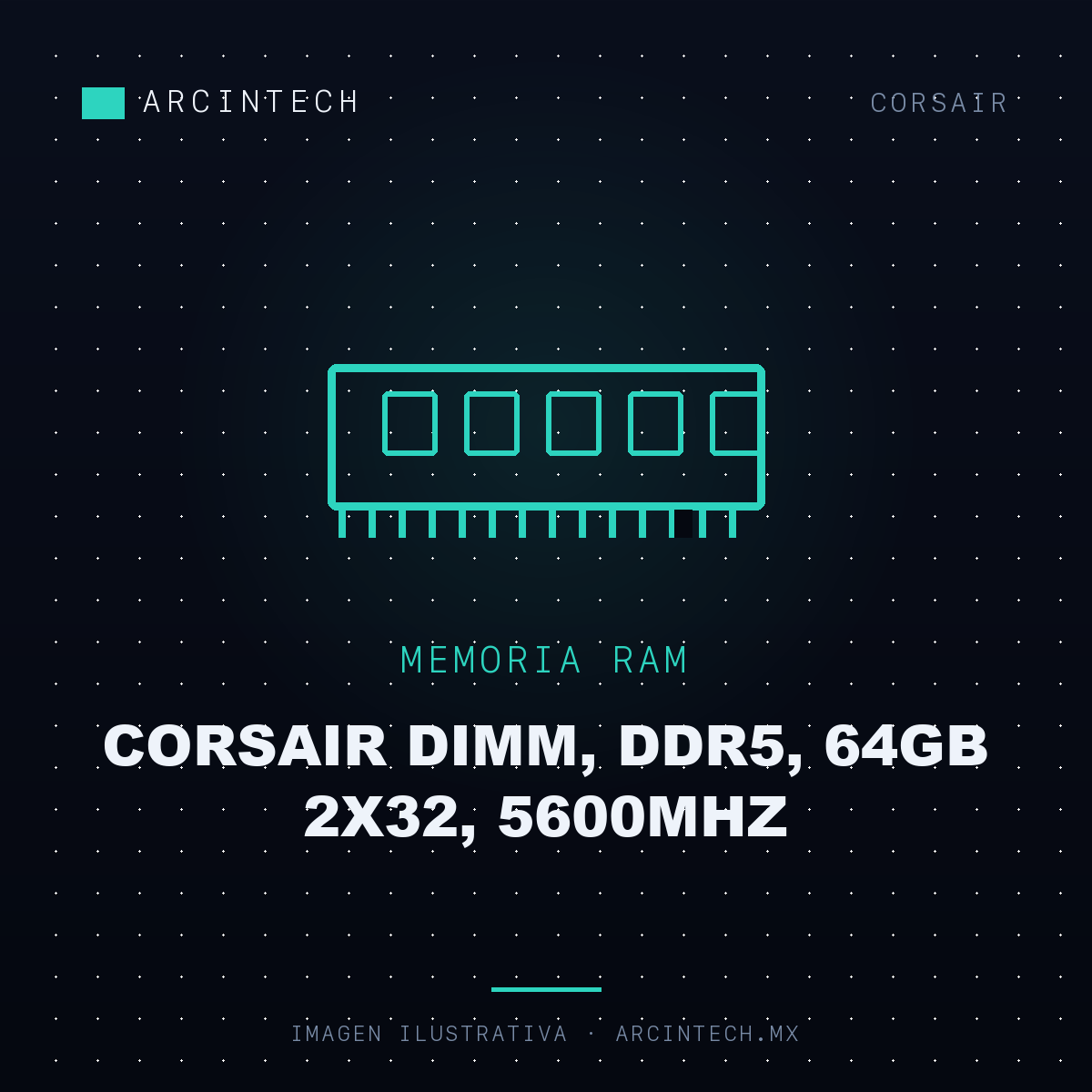Memoria RAM Corsair Dimm, DDR5, 64GB 2X32, 5600MHz