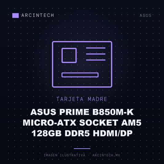 Tarjeta Madre ASUS Prime B850M-K Micro-ATX Socket AM5 128GB DDR5 Hdmi/dp