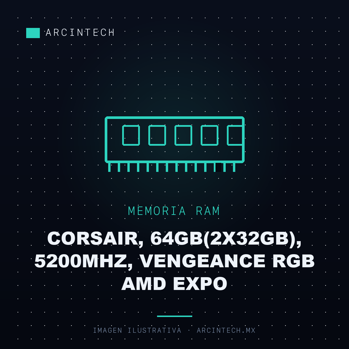 Memoria Dimm DDR5 Corsair, 64GB(2X32GB), 5200MHz, Vengeance RGB AMD Expo