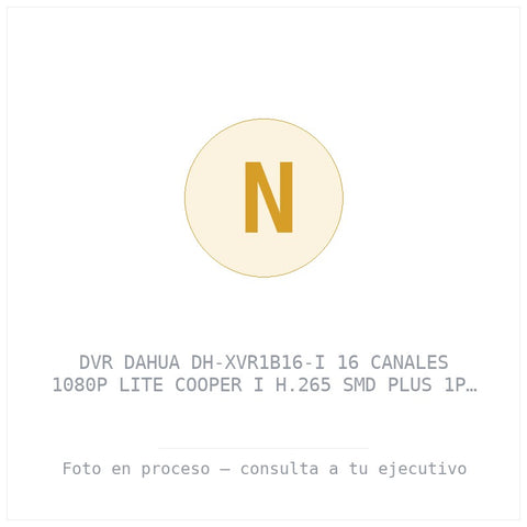 Dvr Dahua DH-XVR1B16-I 16 Canales 1080P Lite Cooper I H.265 Smd Plus 1P SATA Hasta 6TB Smart Audio