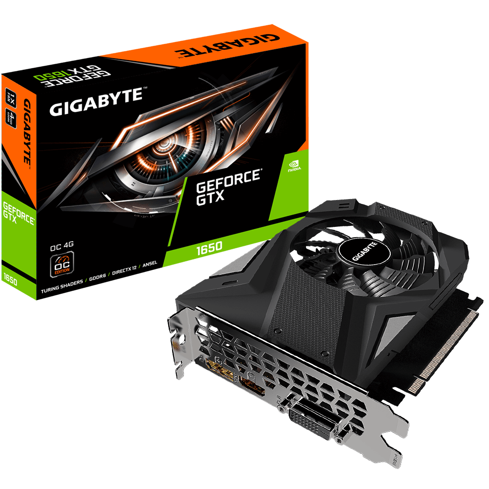 TARJETA DE VIDEO GIGABYTE NVIDIA GEFORCE GTX 1650 OC 4GB 128BIT DDR6 PCI EXPRESS (GV-N1656OC-4GD)