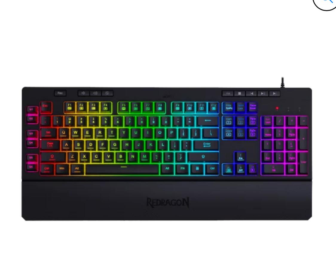 TECLADO REDRAGON SHIVA K512 RGB MEMABRANA REPOSAMUNECAS MAGNETICO FULL SIZE ALAMBRICO ESPANOL TECLAS DEDICADAS NEGRO (K512RGB-SP)