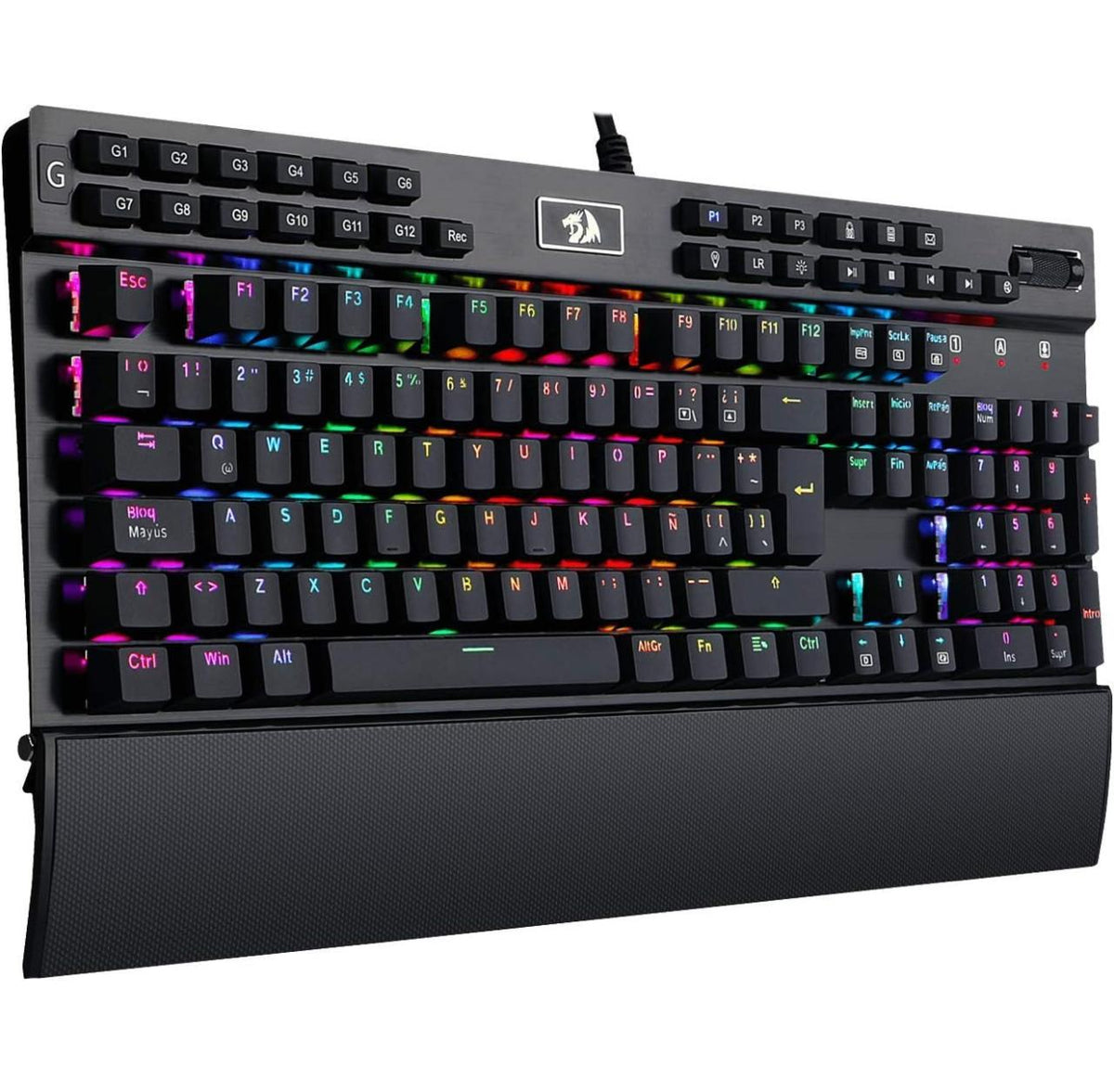 TECLADO GAMER REDRAGON YAMA K550 ALAMBRICO LED SWITCH PURPLE BOTONES MULTIMEDIA REPOSAMUNECAS EXTRAIBLE ESPAÑOL FULL SIZE ANTISALPICADURAS RGB NEGRO (K550-1-SP)